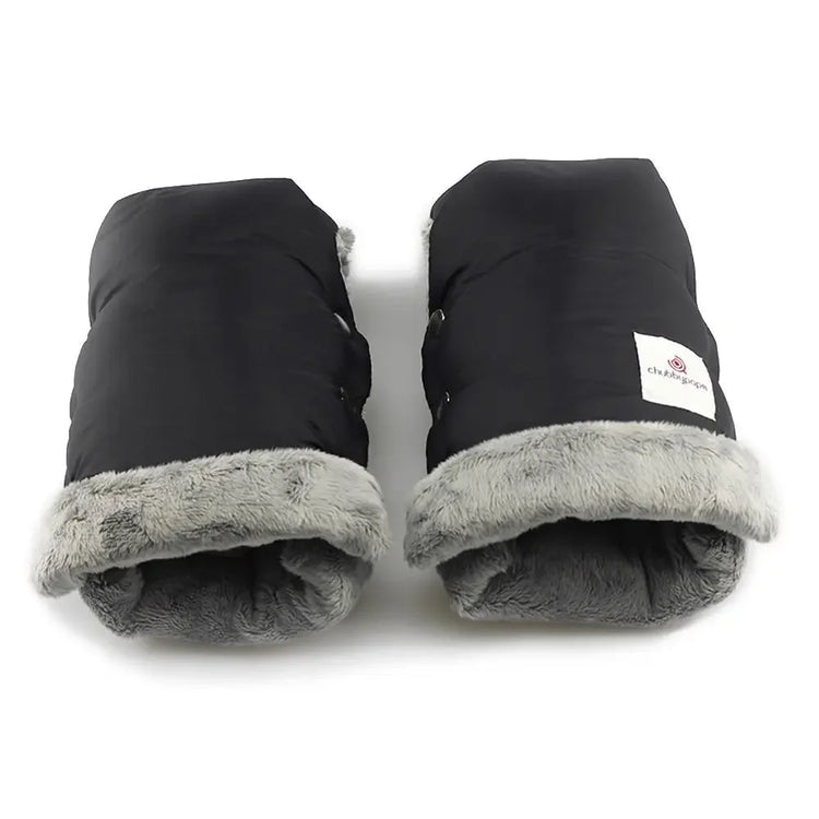 2pcs Black Waterproof Pram Stroller Warm Gloves Mitten Winter Hand Muff Baby Stroller Mitten Winter Warm Stroller Accessories