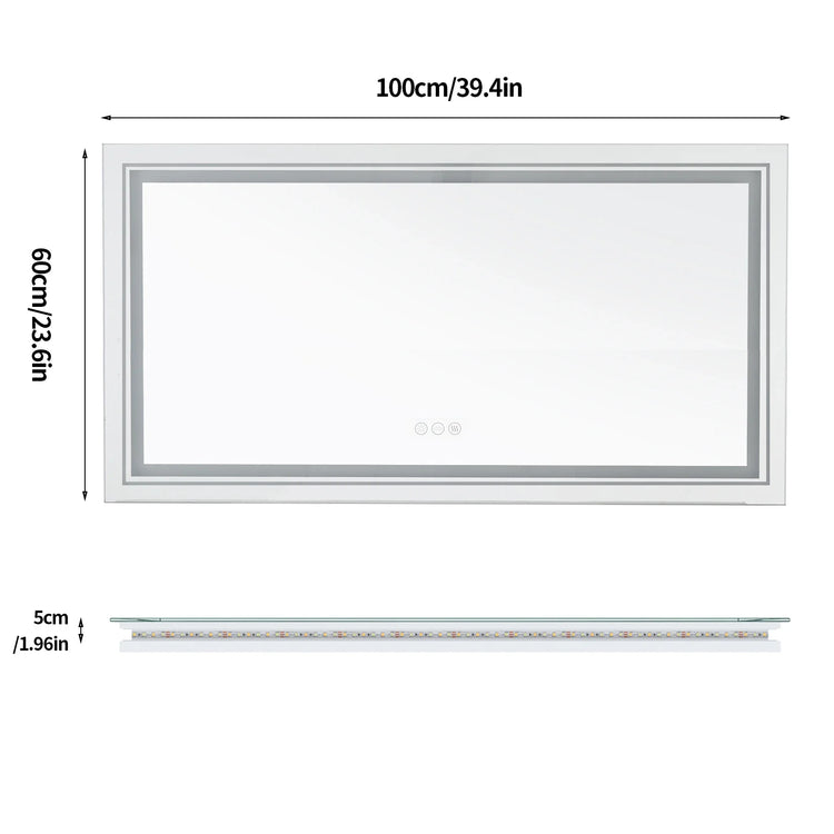 Jumbo-Large Illuminated LED Bathroom Mirror, Front and Backlit Lights, Wall Mounted, Touch Anti-fog Vanity Mirror