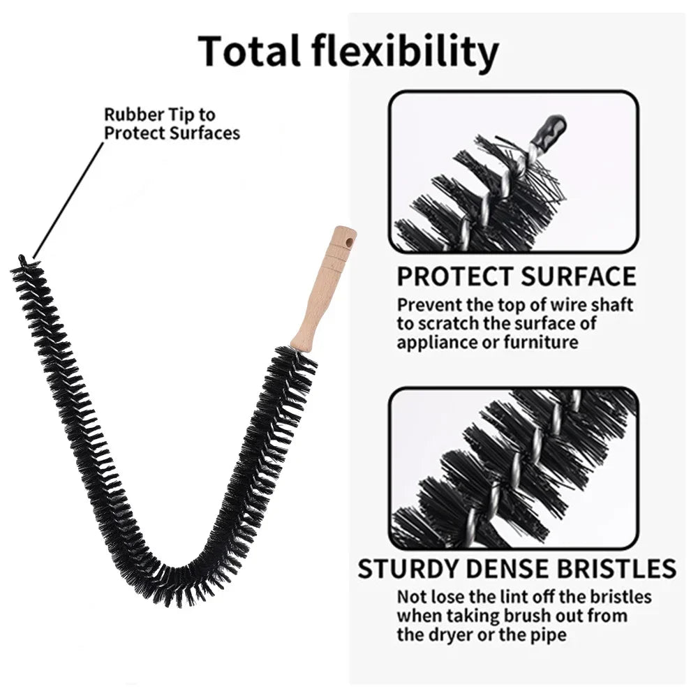 Flexible Long Pipeline Cleaning Brush Reusable Pipework Brush with Handle Dryer Vent Cleaning Kit for Bathroom Toilet Kitchen