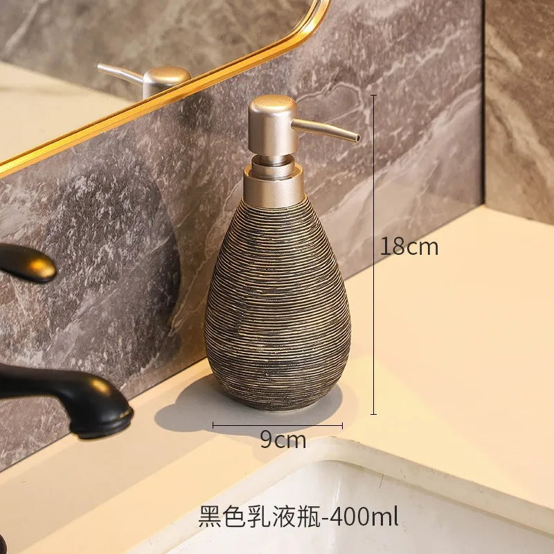 Creative Retro Style Ceramic Push-Type Soap Dispenser With Pump,  Hand Soap Bottle, Suitable For Bathrooms Kitchens And Toilets