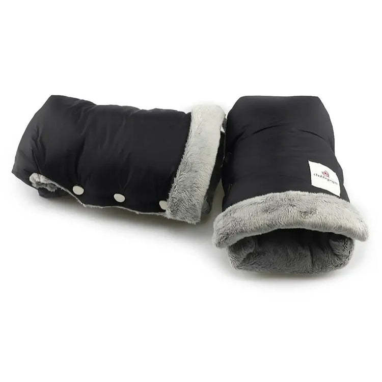 2pcs Black Waterproof Pram Stroller Warm Gloves Mitten Winter Hand Muff Baby Stroller Mitten Winter Warm Stroller Accessories