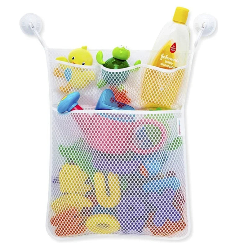 Baby Shower Toy Cute Duck Frog Net Toy Storage Bag Strong Suction Cup Baby Shower Game Bag Bathroom Organizer Water Toy