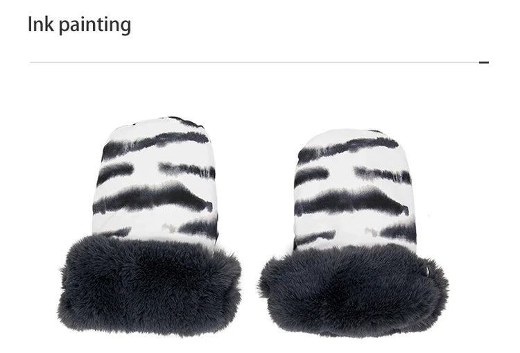 Stroller Gloves 1 Pair Winter Windproof Warm Cute Bear Brown Style Universal Prams Gloves Waterproof Baby Stroller Accessories