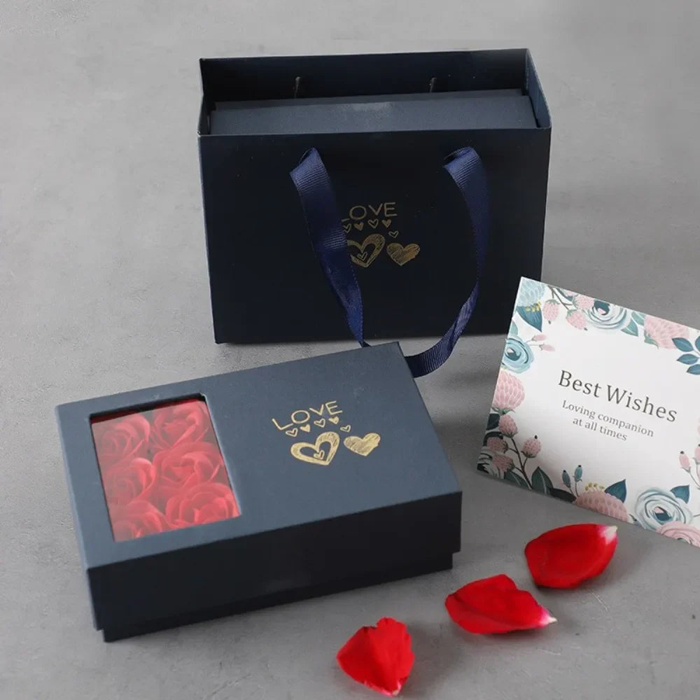 Valentine's Day Eternal Roses Gift Box Window Opening Six Rose Jewelry Gift Packaging Box Birthday Gifts Eternal Flower Ring Box