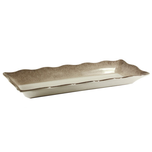 Jazz Square Melamine Triangular Tray 520mm x 200mm with Crackle Finished Border