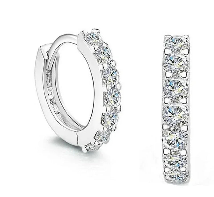 High-quality 925 Sterling Silver Earrings luxury 10mm Circle Zircon Hoop Earring for Grils Woman Wedding party Jewelry Gifts