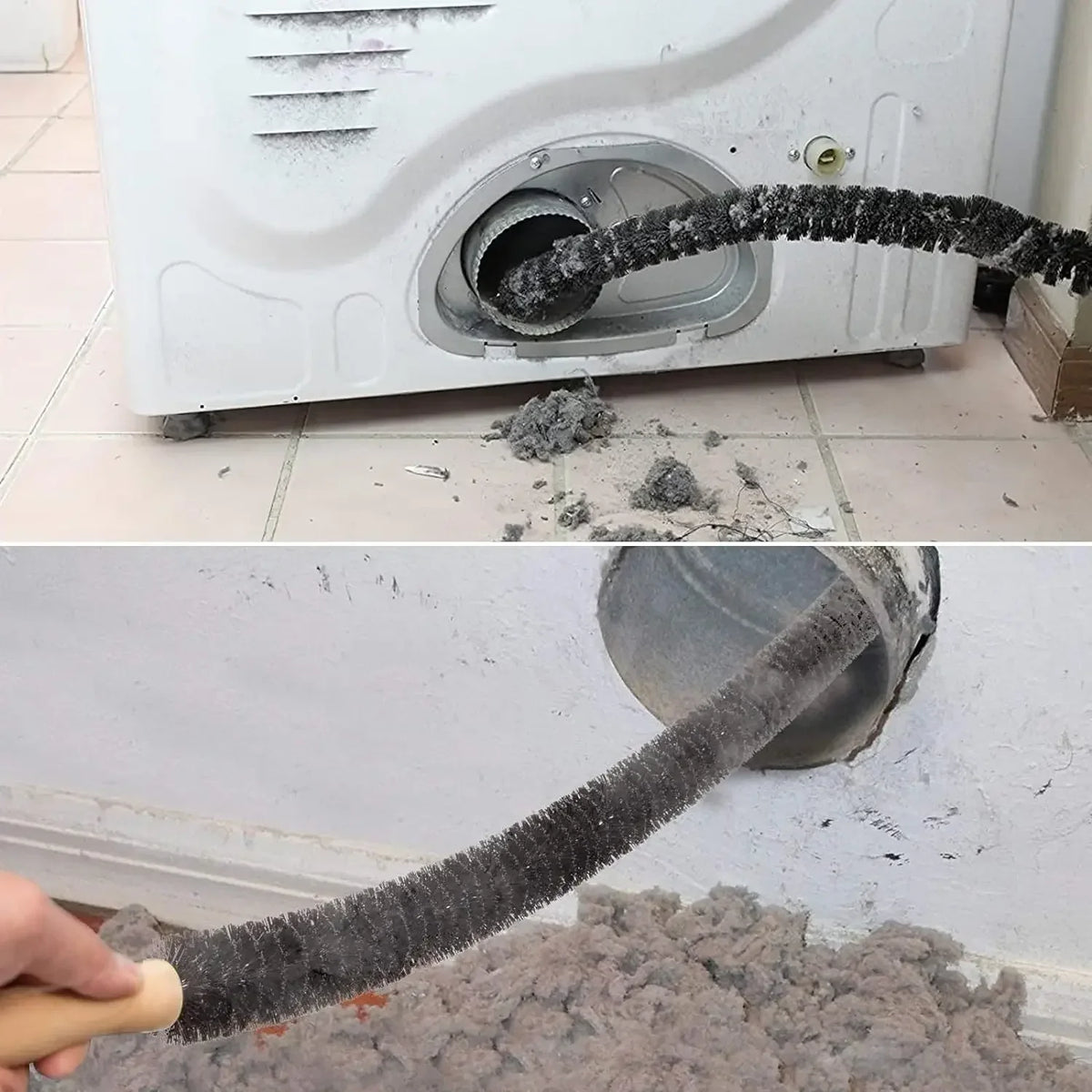 Flexible Long Pipeline Cleaning Brush Reusable Pipework Brush with Handle Dryer Vent Cleaning Kit for Bathroom Toilet Kitchen