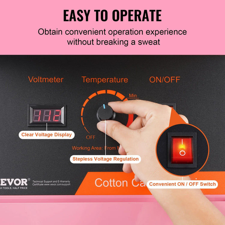 VEVOR Electric Cotton Candy Machine 1000W Candy Floss Maker Commercial Cotton Candy Machine Stainless Steel Bowl and Sugar Scoop
