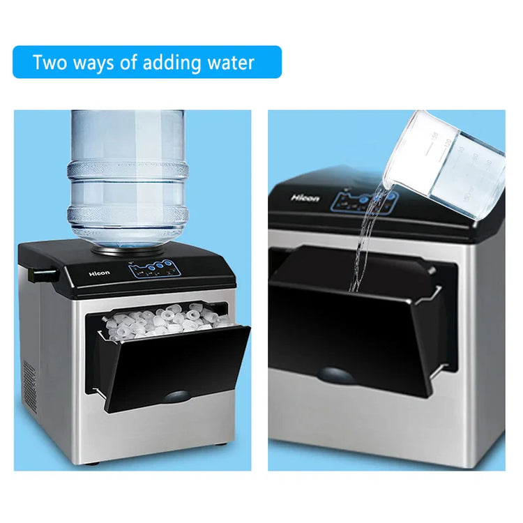 Commercial Ice Machine 25KG Desktop Multifunctional Bucket of Water Automatic Ice Machine Bullet-shaped Round Ice Home Appliance