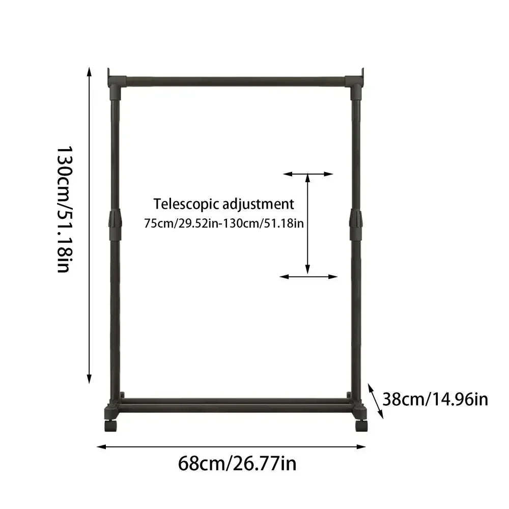 Movable Drying Rack with Wheels, Telescopic Metal Drying Rack, Adjustable Drying Rack for Laundry