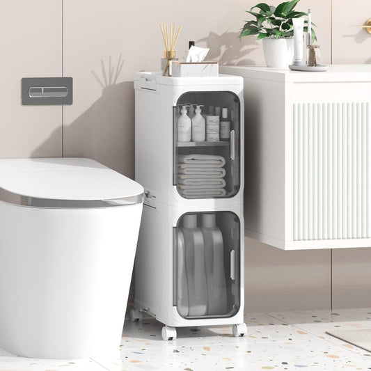 Slim White 3 Tier Storage Cabinet Narrow Gap Organiser Bathroom Kitchen Home