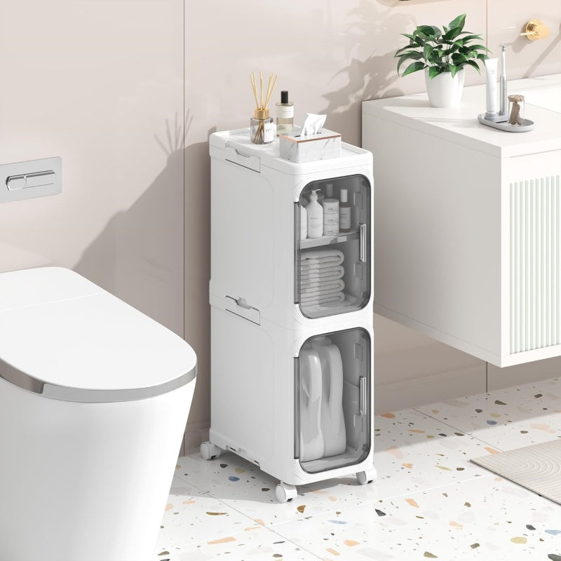 Slim White 3 Tier Storage Cabinet Narrow Gap Organiser Bathroom Kitchen Home