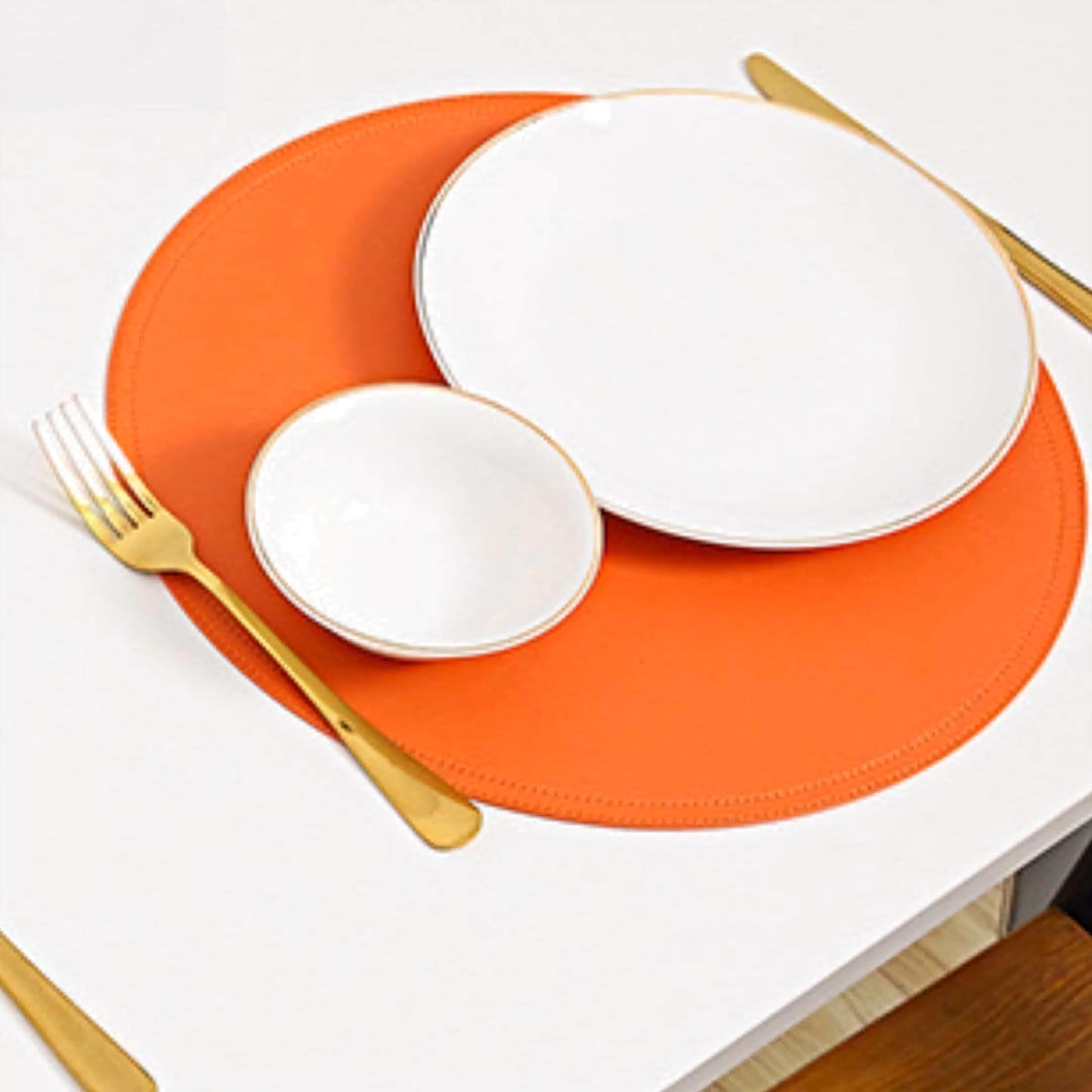 Leather Placemat and Coaster Set | Orange Dining Table Mats