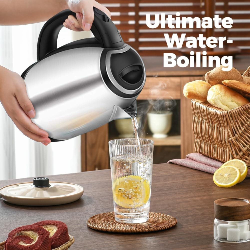 1.8L Electric Kettle 1500W Stainless Steel Cordless Jug Auto Shut-Off Overheat Protection