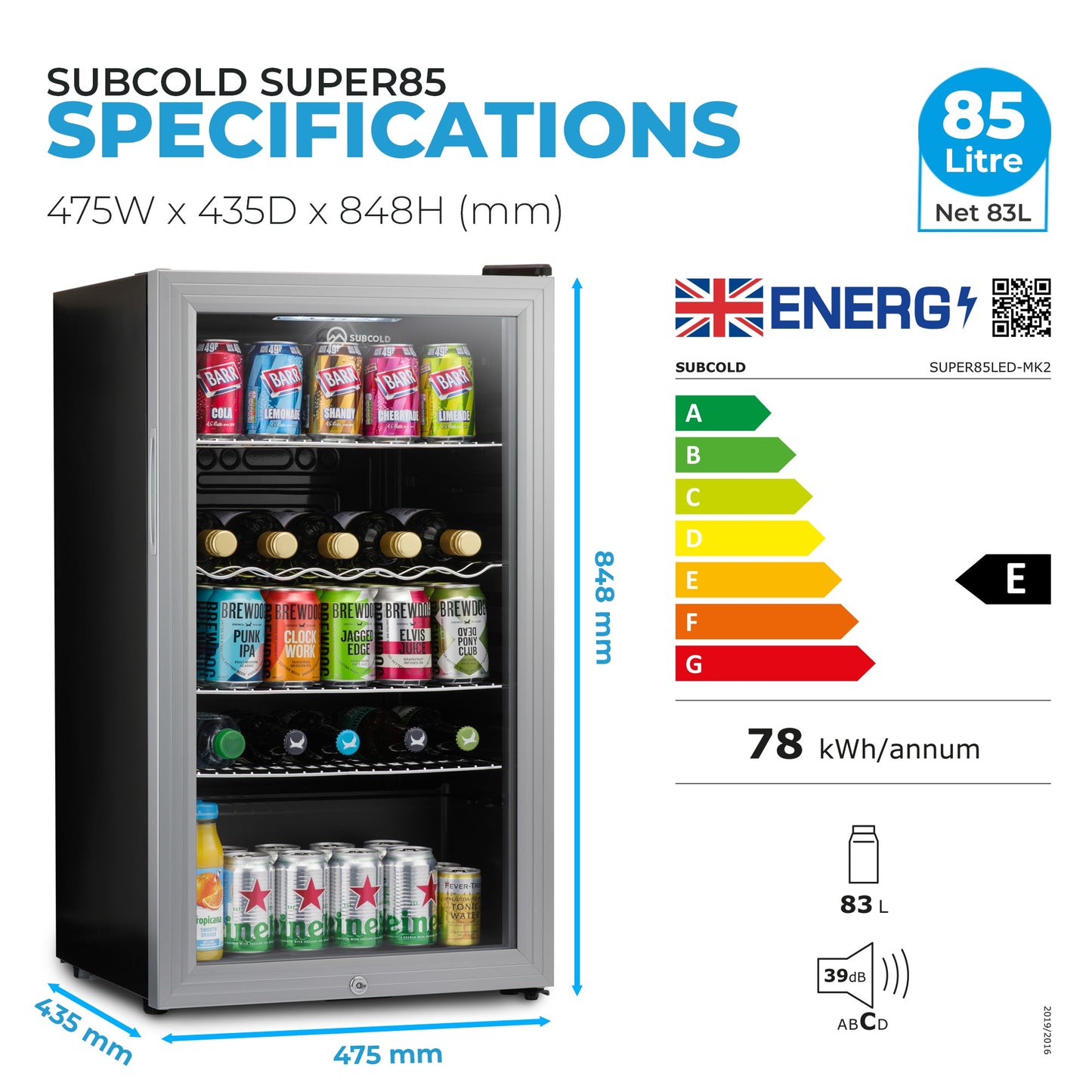 Subcold Super85 LED Beer Fridge