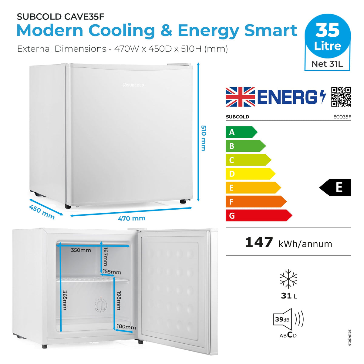 Subcold Eco35F Mini Freezer - White