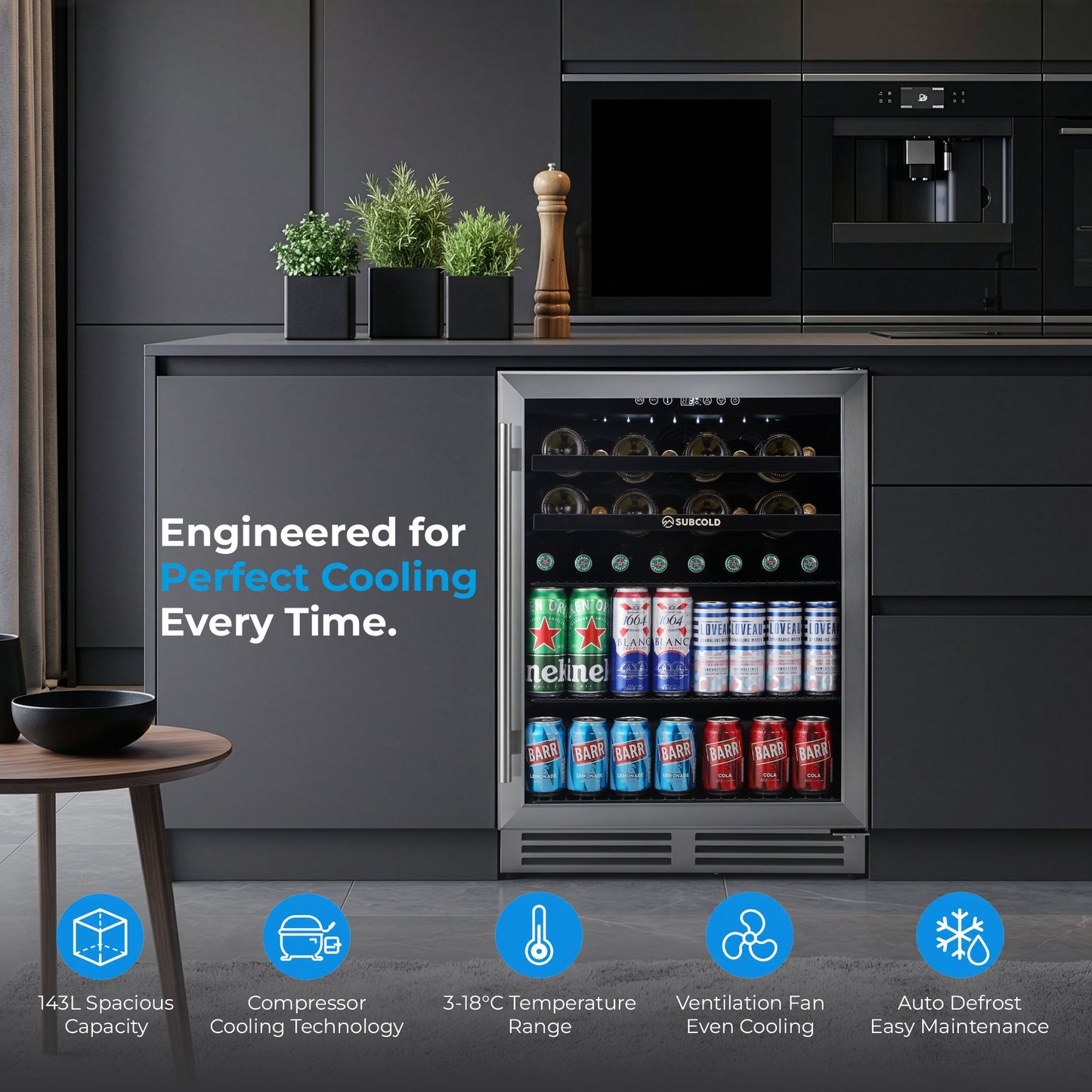 Subcold Integra60 Integrated 2 in 1 Drinks & Wine Cooler