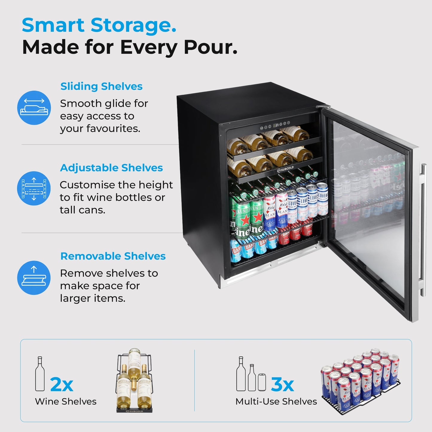 Subcold Integra60 Integrated 2 in 1 Drinks & Wine Cooler