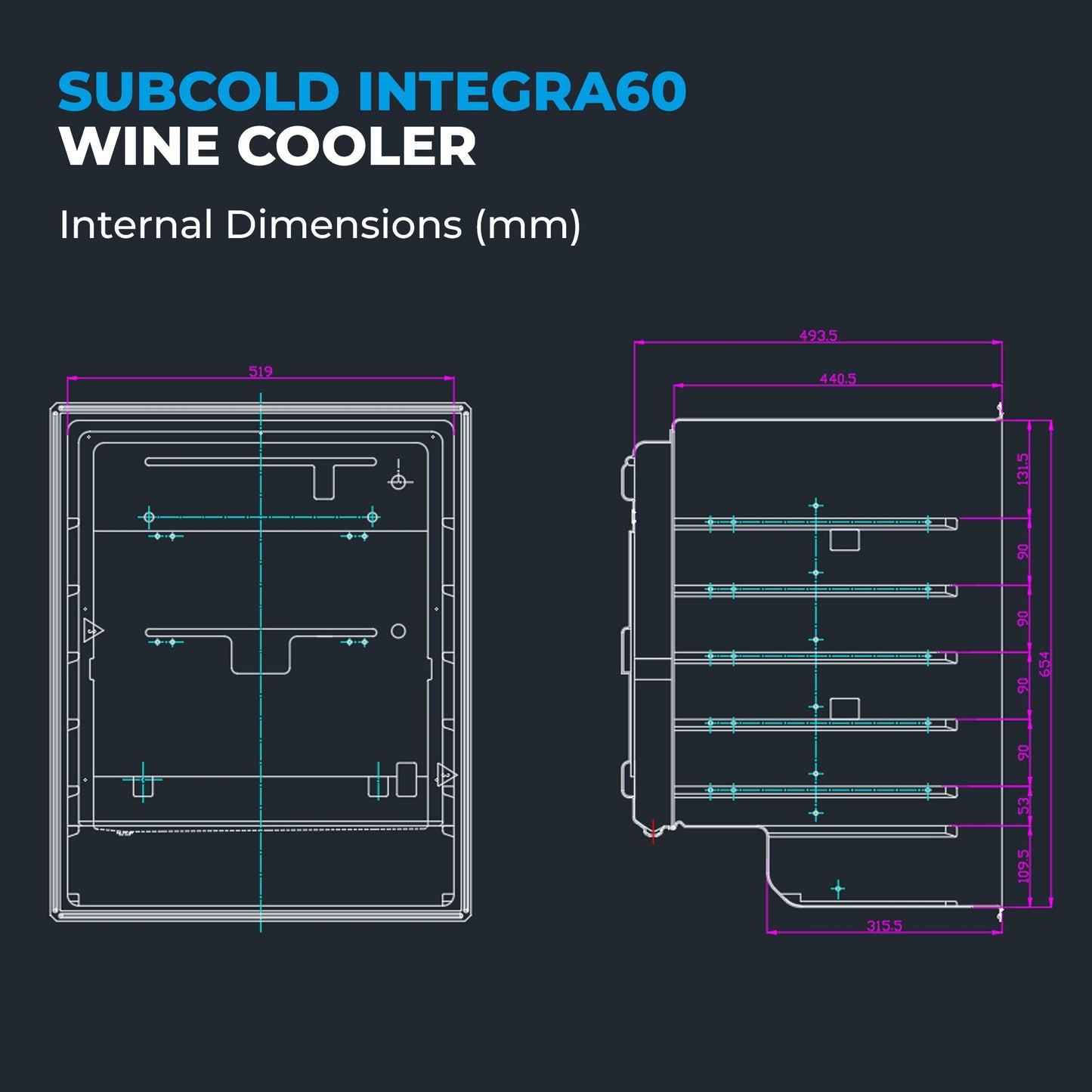 Subcold Integra60 Integrated 2 in 1 Drinks & Wine Cooler