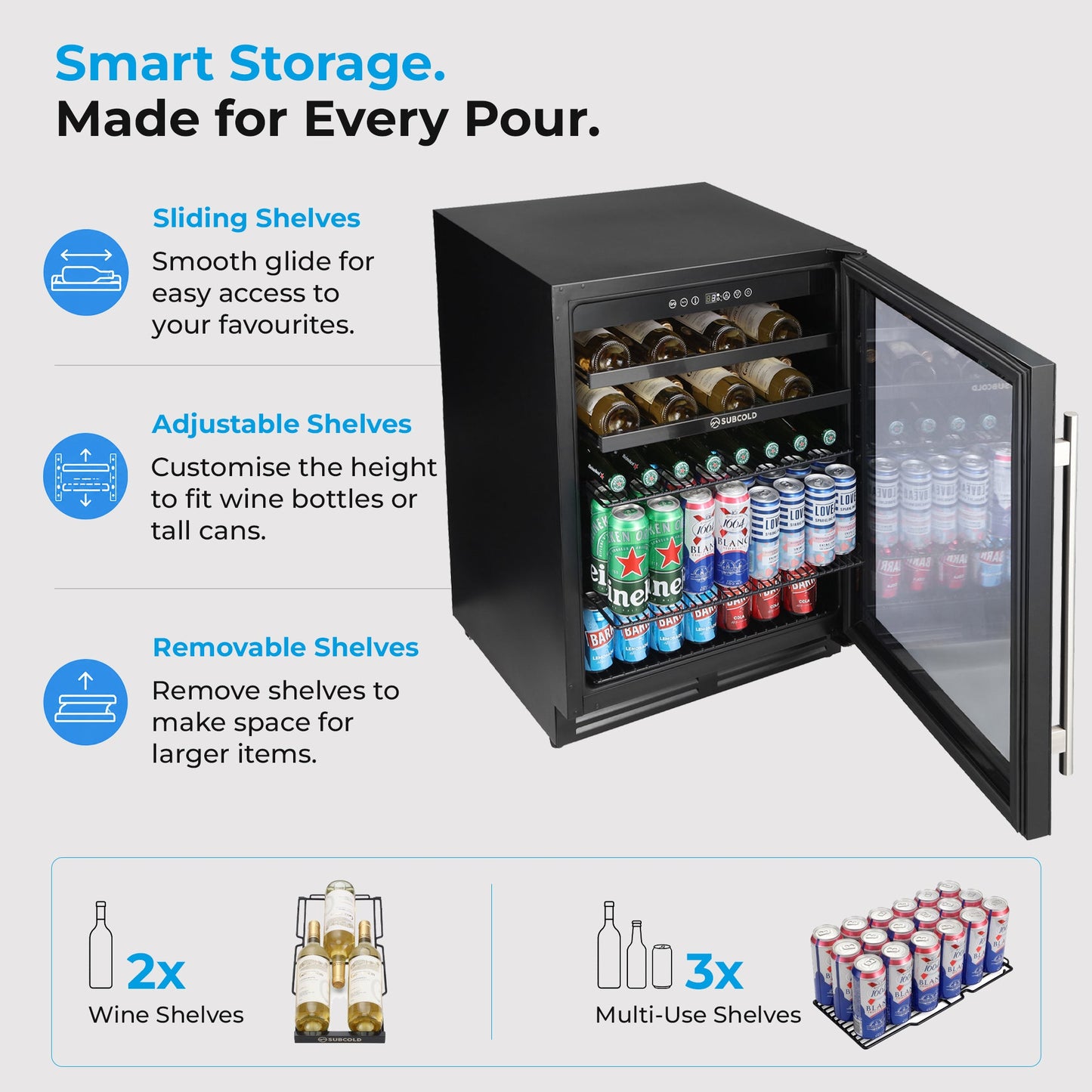 Subcold Integra60 Integrated 2 in 1 Drinks & Wine Cooler