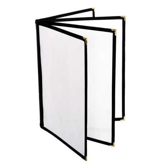 4 Page Book Fold Black Menu Cover 216mm x 279mm