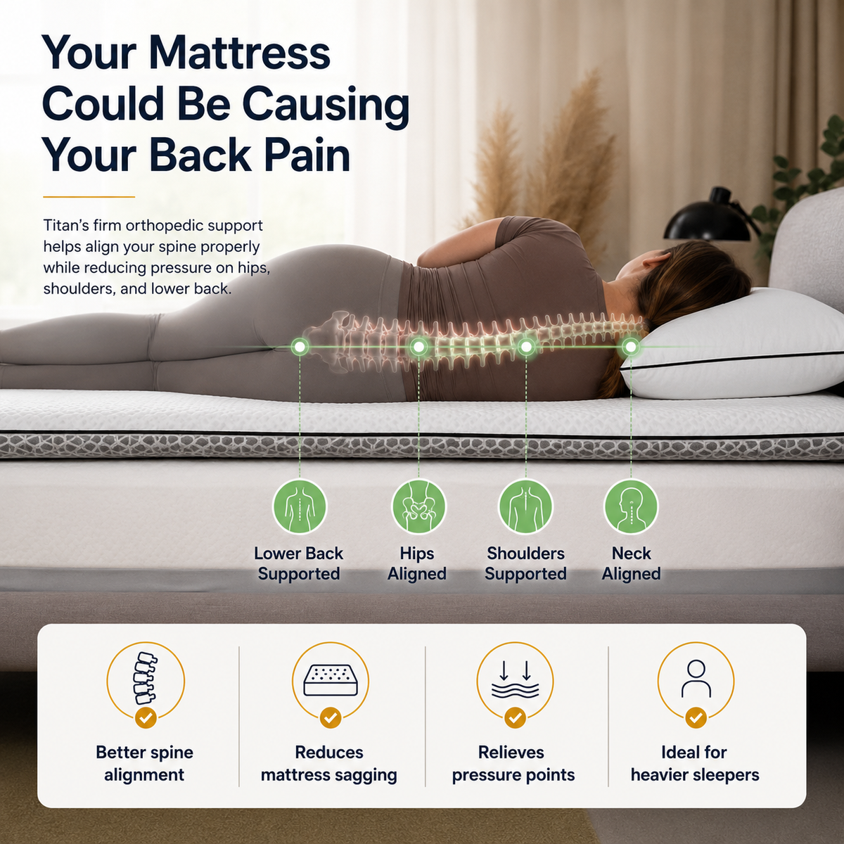 Brightr® Titan Mattress Topper | Firm & Medium Firm | 5 cm Reversible | Enhanced Back & Hip Support for Soft Mattresses