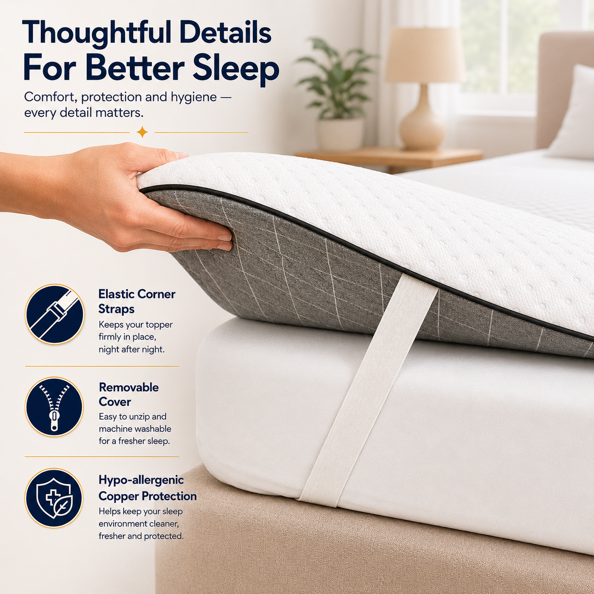 Brightr® Titan Mattress Topper | Firm & Medium Firm | 5 cm Reversible | Enhanced Back & Hip Support for Soft Mattresses