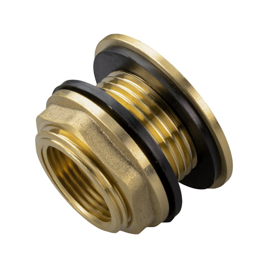 Brass Water Butt Tank Adapter, 3/4" BSPM to 1/2" BSPF