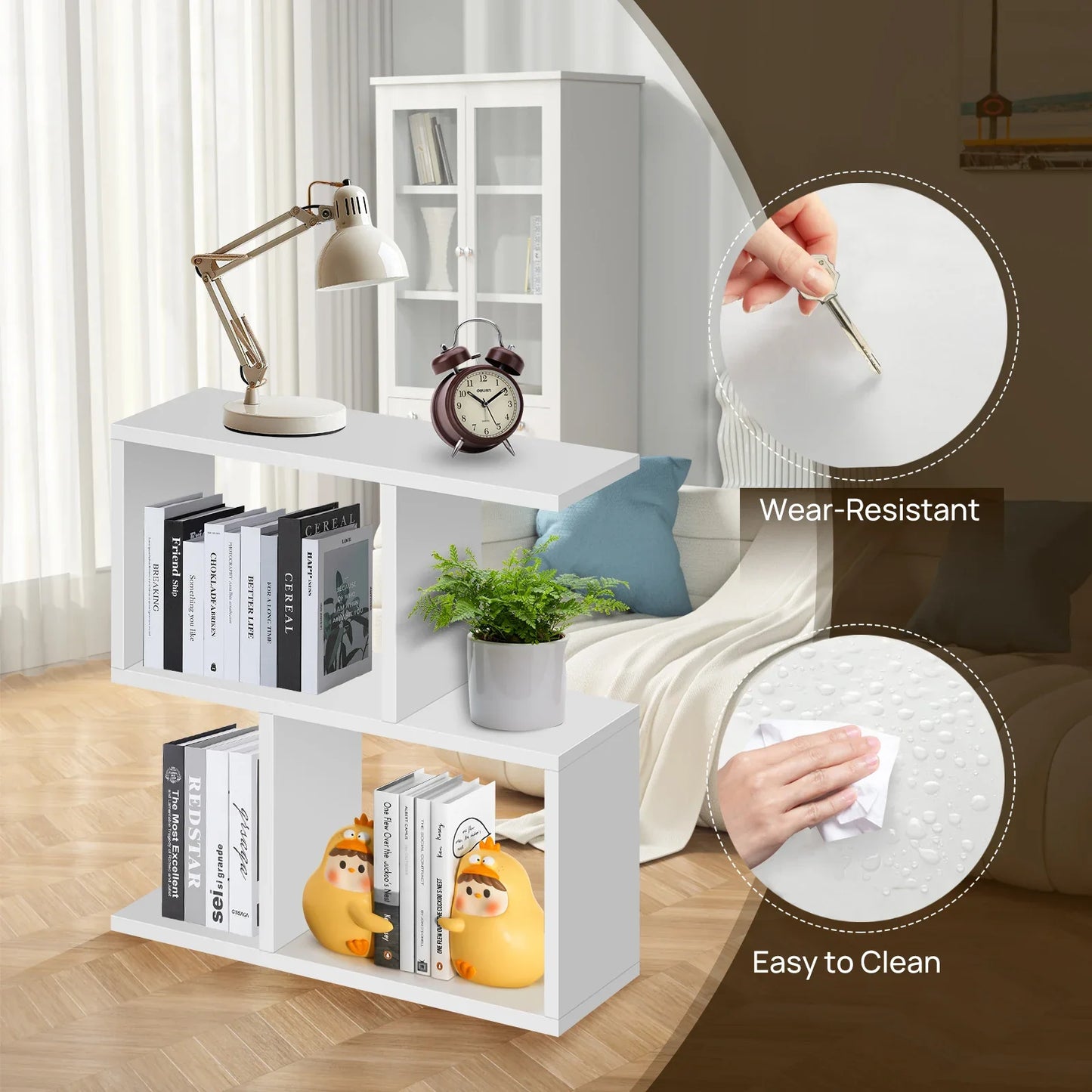 2 Tier Side Table White Storage Shelves Slim End Table Living Room Home Stand