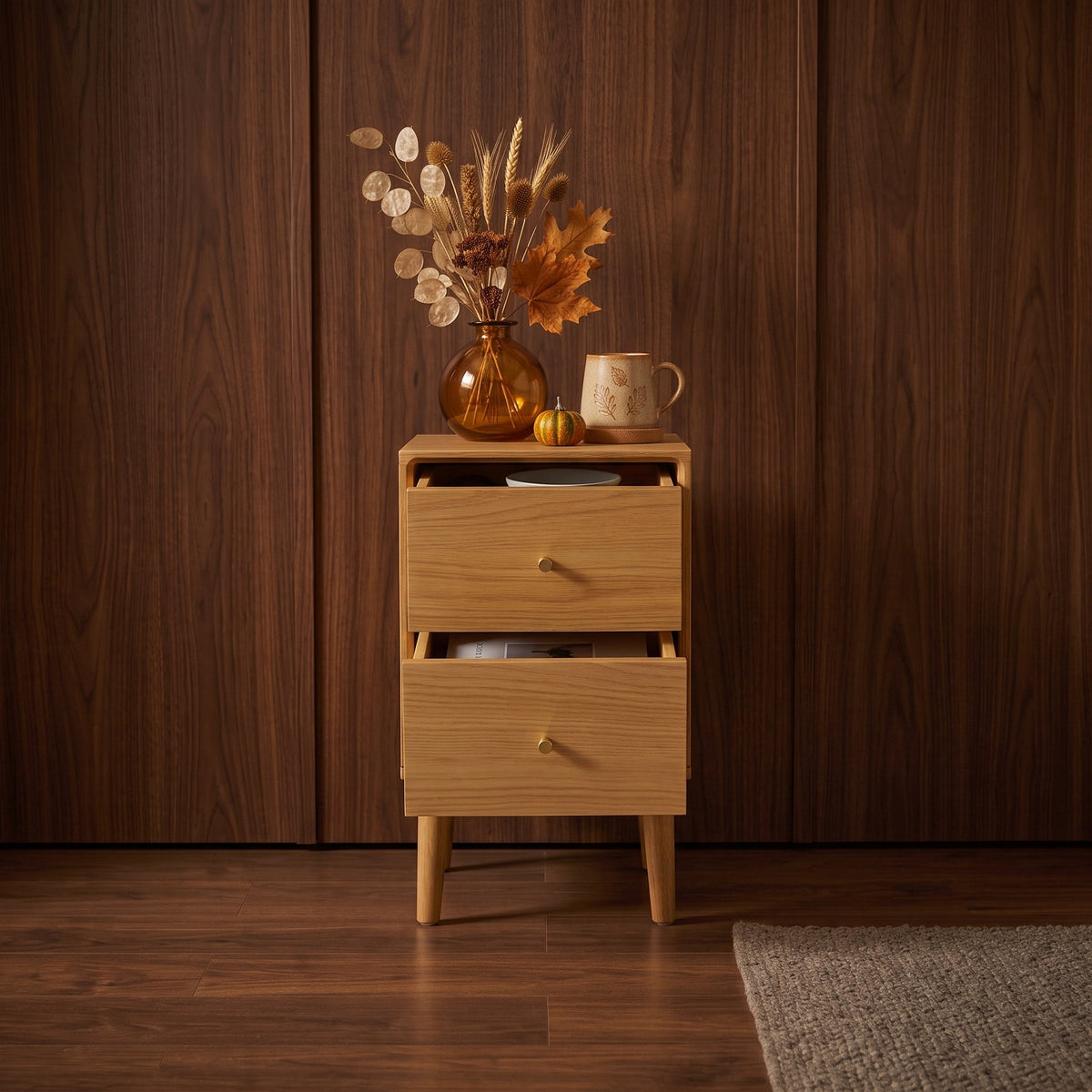 Wright Narrow Oak Bedside Table