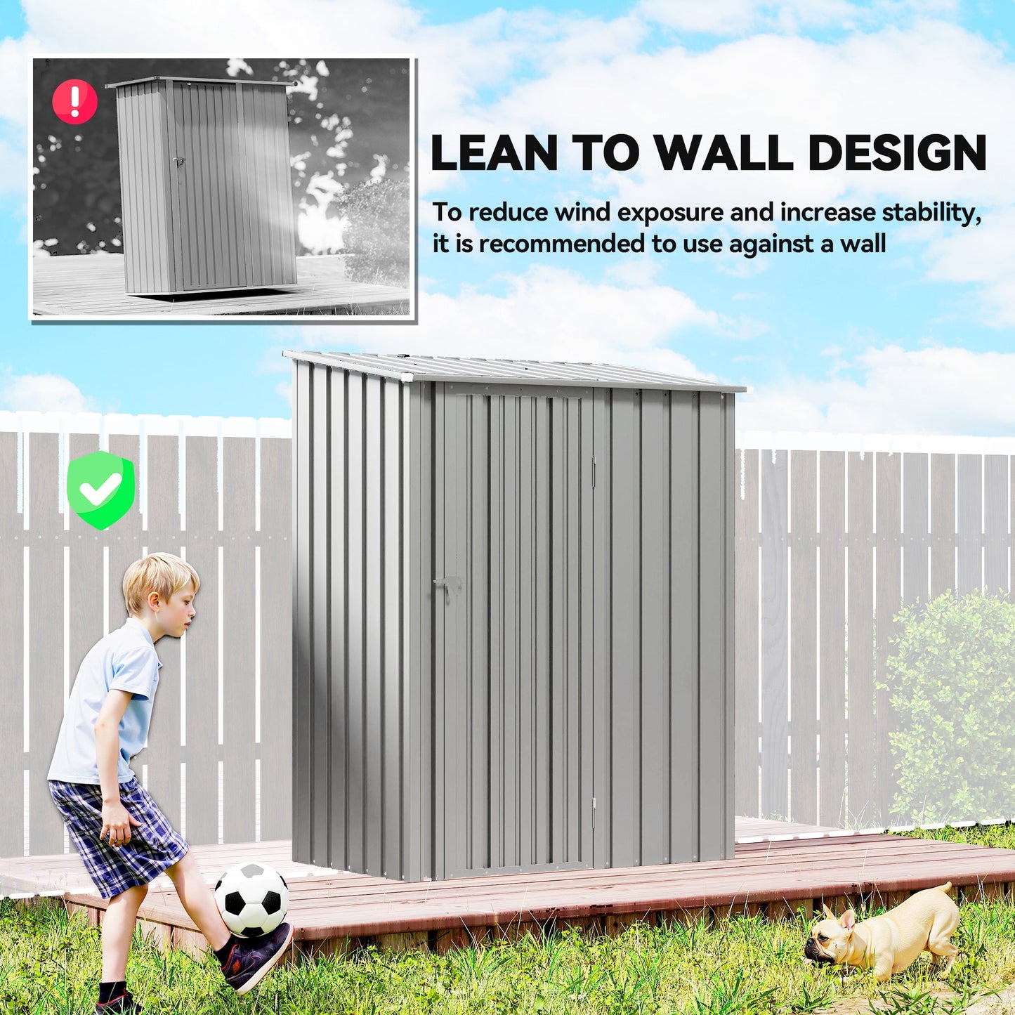 Outsunny 5ft x 3ft Garden Storage Shed, Outdoor Metal Shed with Sloped Roof, Aluminium Grey