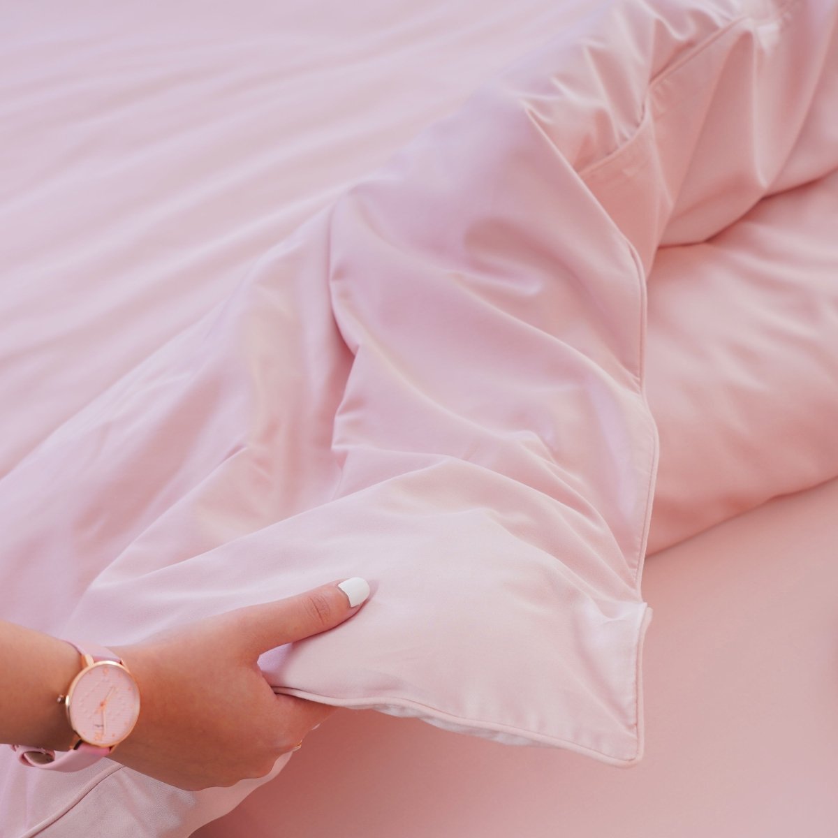 Ackly Bamboo Blush Pink Duvet Cover Set