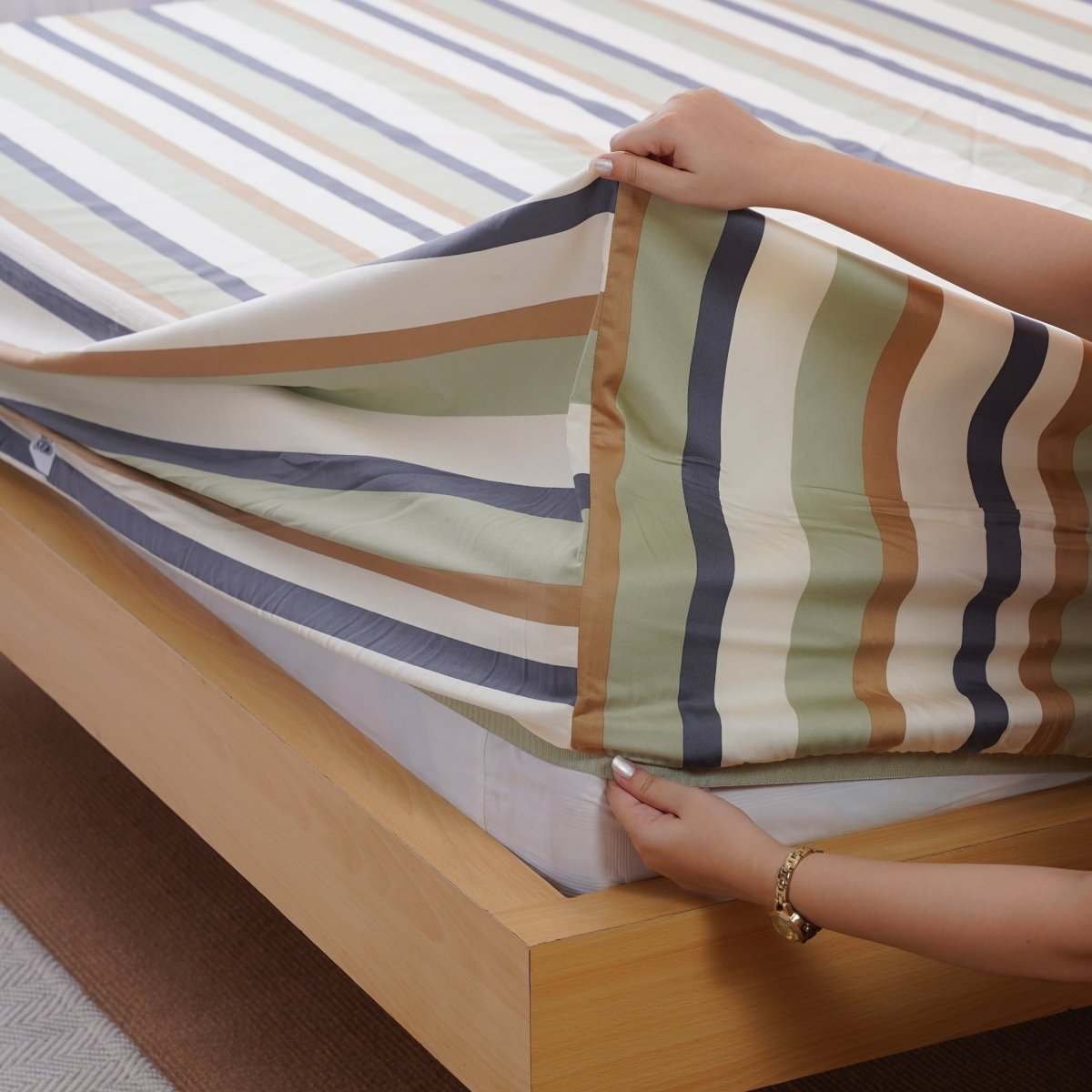 Ackly Bamboo Harmony Stripe Full Bedding Set