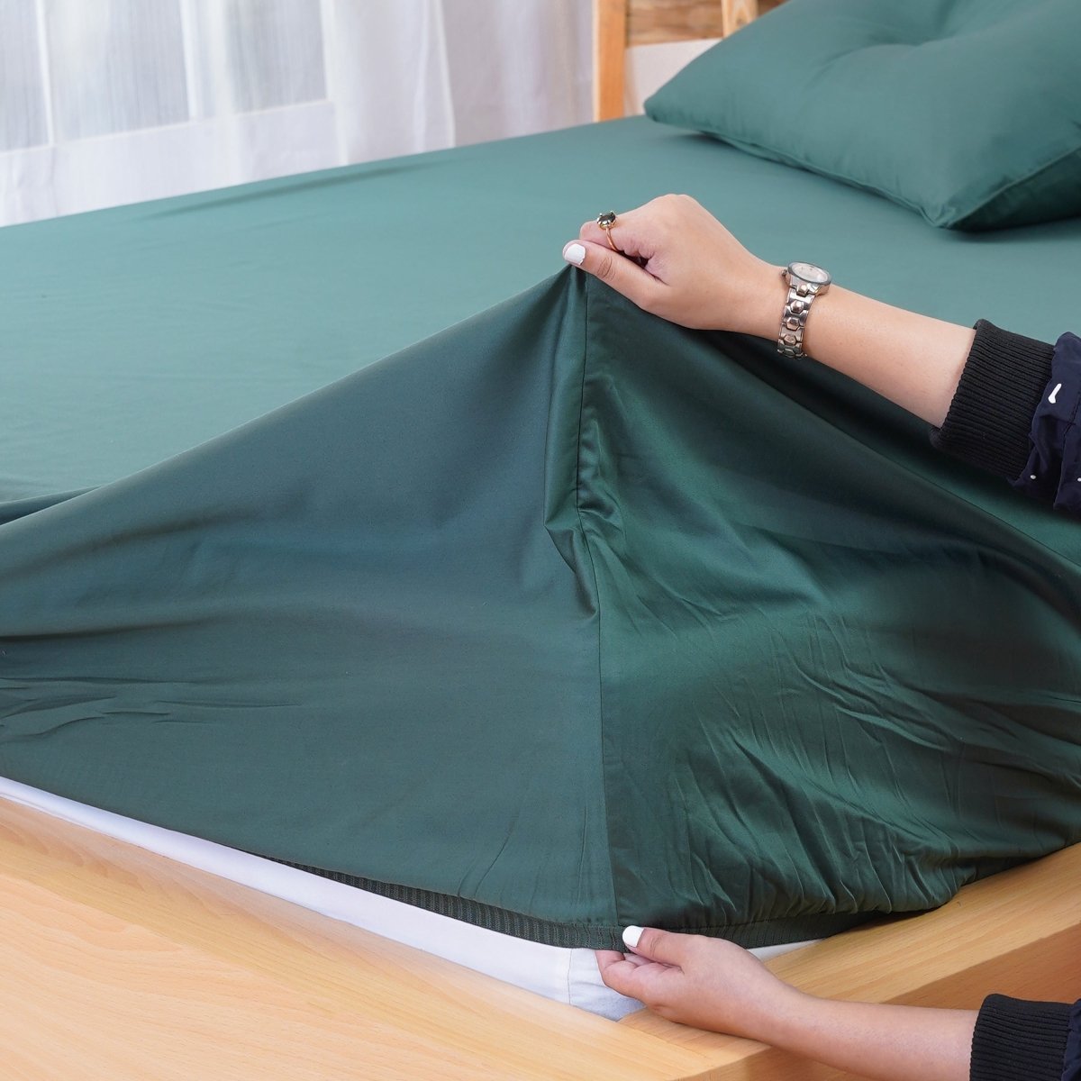 Ackly Bamboo Royal Green Full Bedding Set