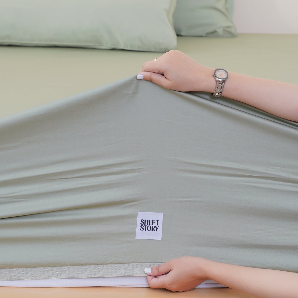 Ackly Bamboo Sage Green Full Bedding Set