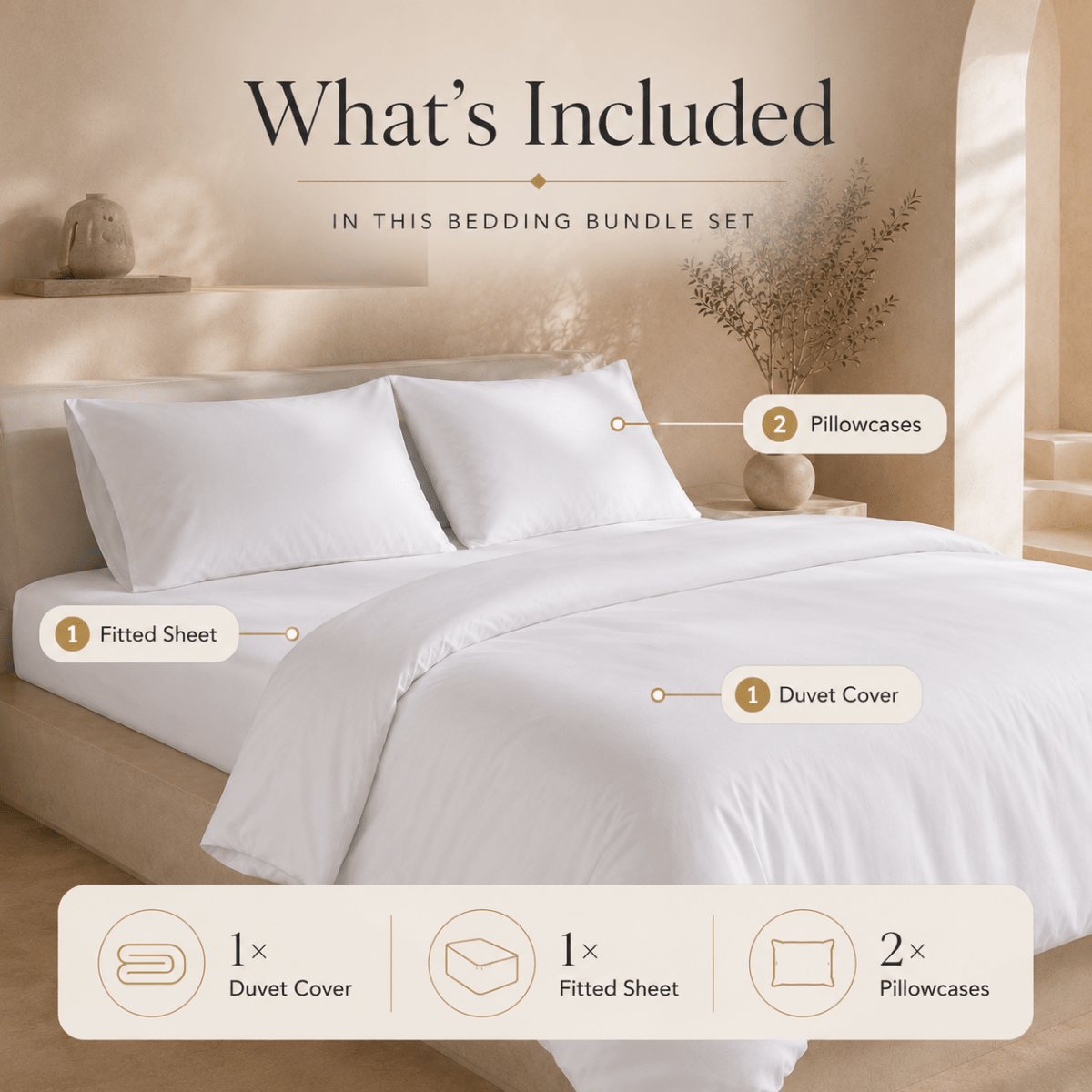 Ackly Bamboo White Full Bedding Set