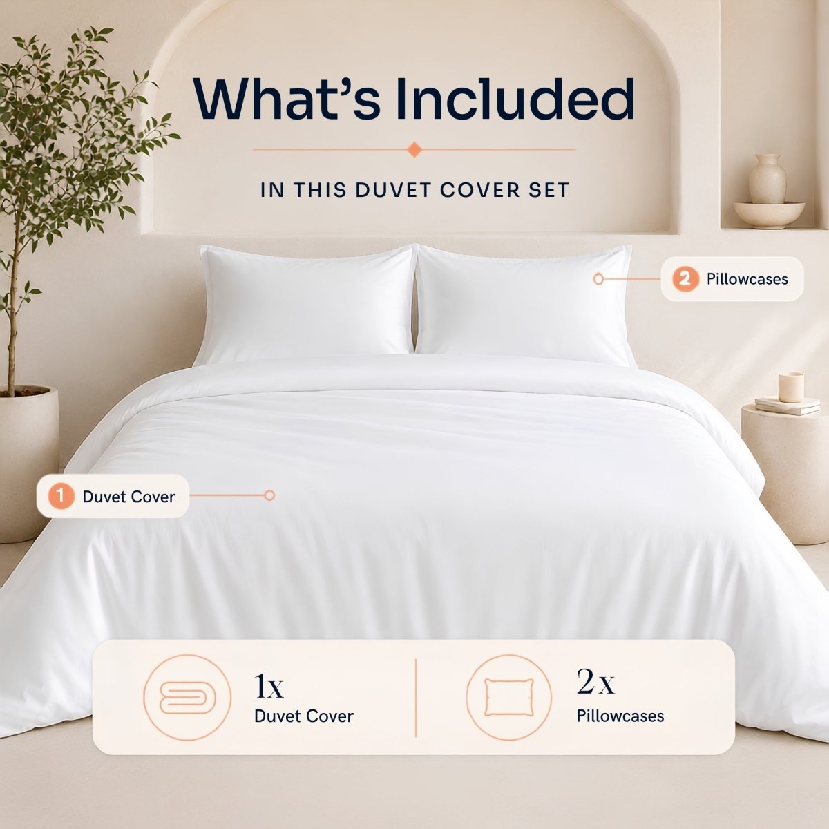 Ackly Bamboo White Duvet Cover Set