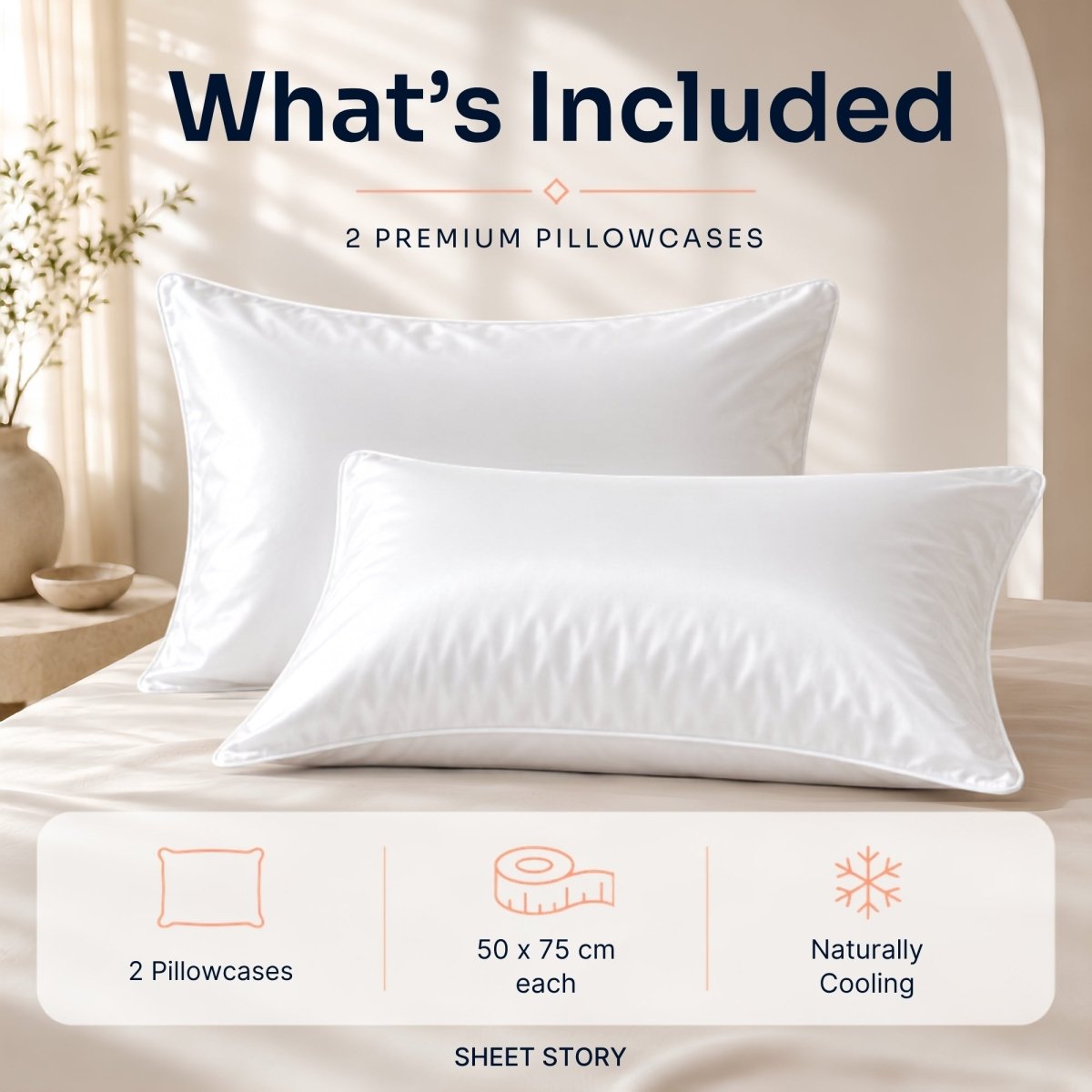 Ackly Bamboo - White Pillowcases Pair