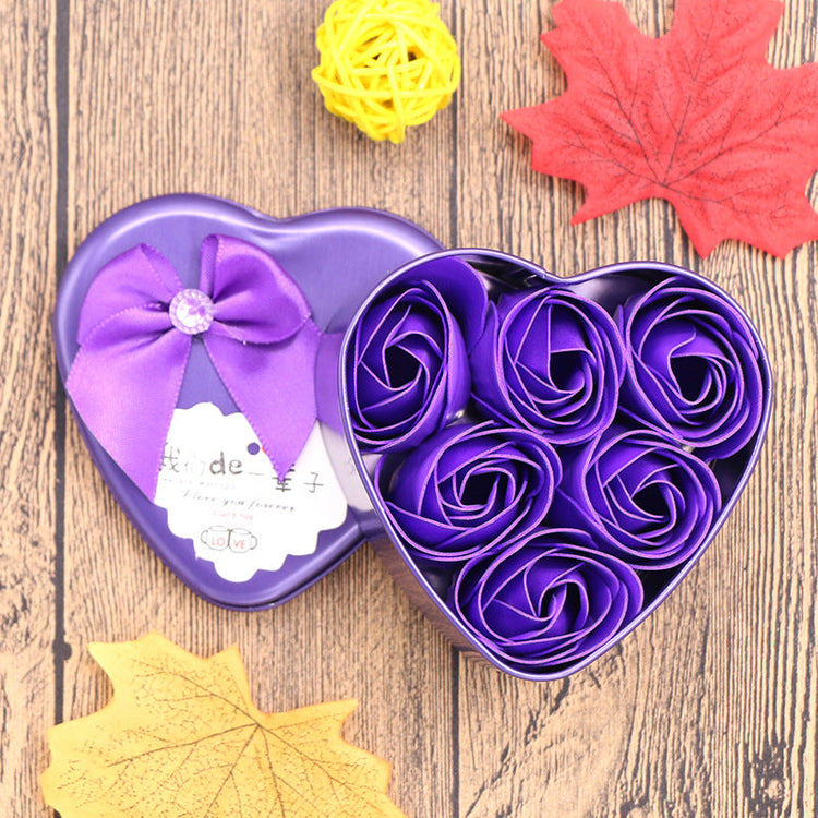 Soap Flower Gift Box Valentine's Day Gift Mother's Day Creative Gifts Bear Flower Rose Heart Shaped Tin Box