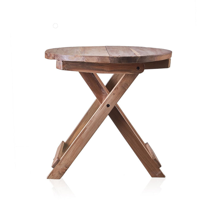 Recycled Teak Wood Round Folding Coffee Table 50x50cm
