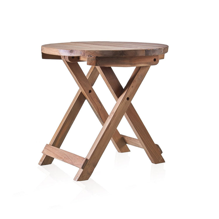 Recycled Teak Wood Round Folding Coffee Table 50x50cm