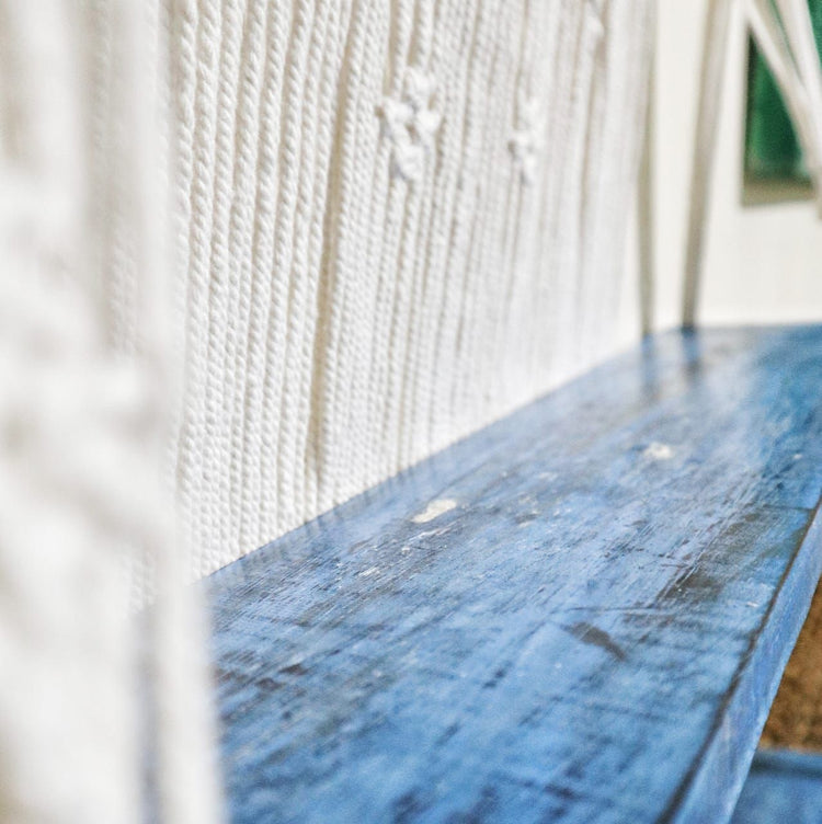 Natural Macrame Hanging Shelves - Blue