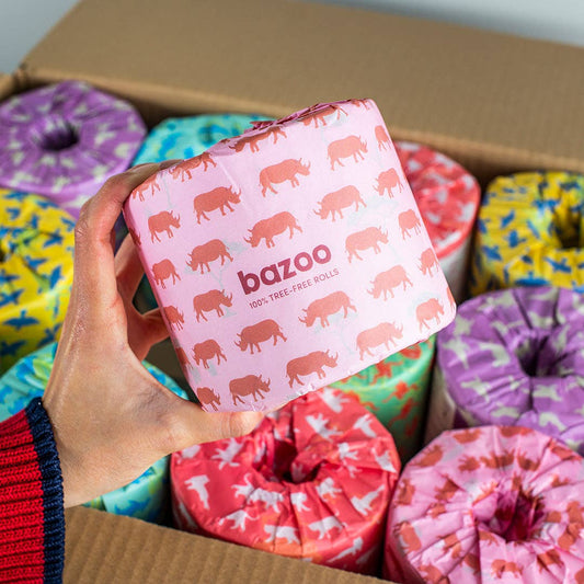 Wrapped Bazoo Bamboo Toilet Paper | 24 or 48 Double-Length Rolls | 3-Ply Bamboo
