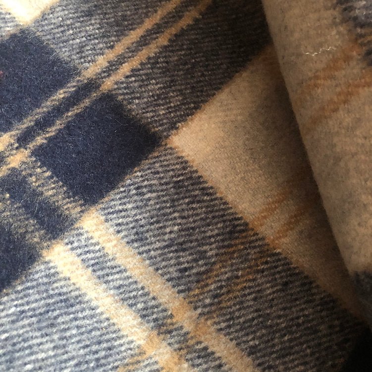Bannockbane Silver Recycled Wool Blanket in Soft Check Pattern