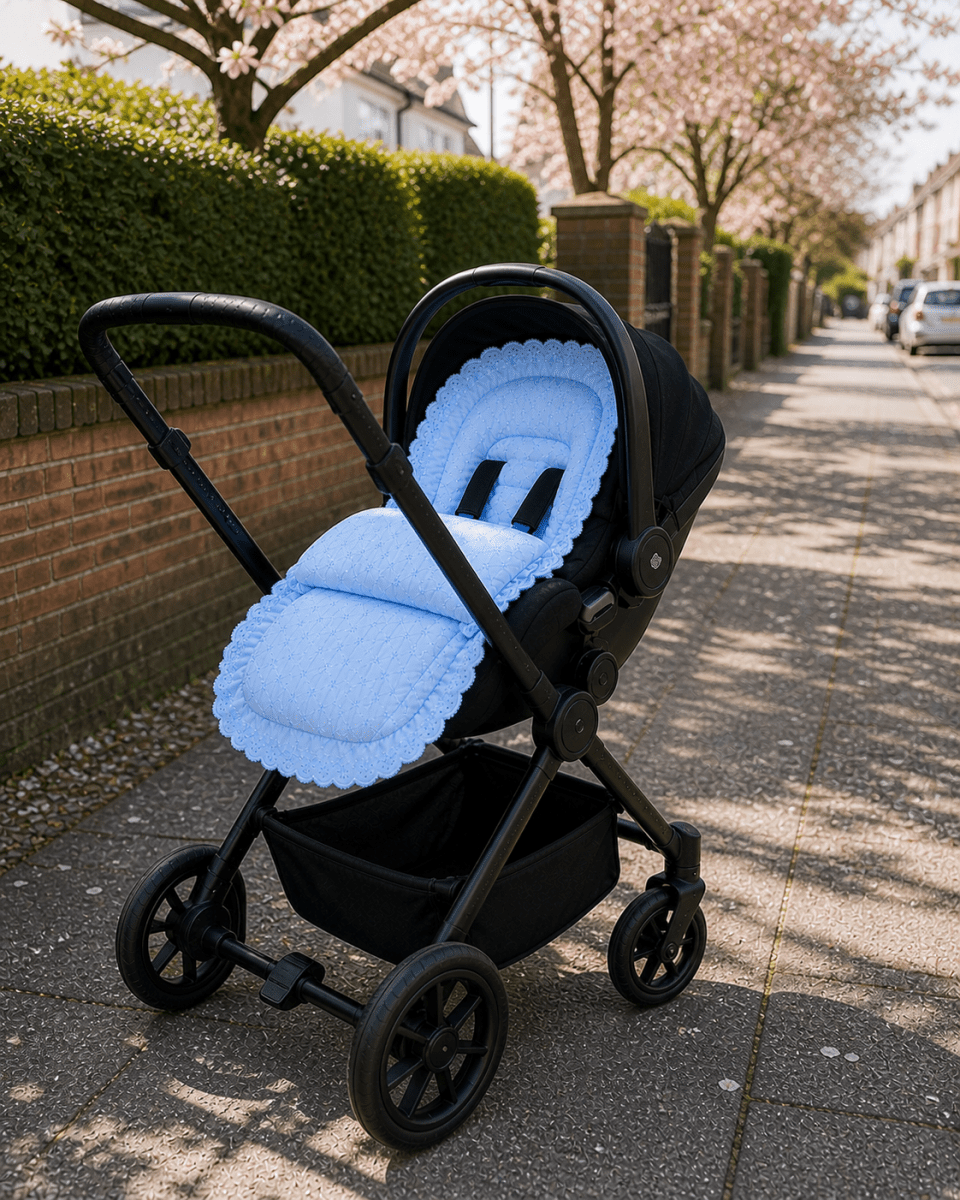 Universal Broderie Anglaise Car Seat Footmuff / Cosy Toes
