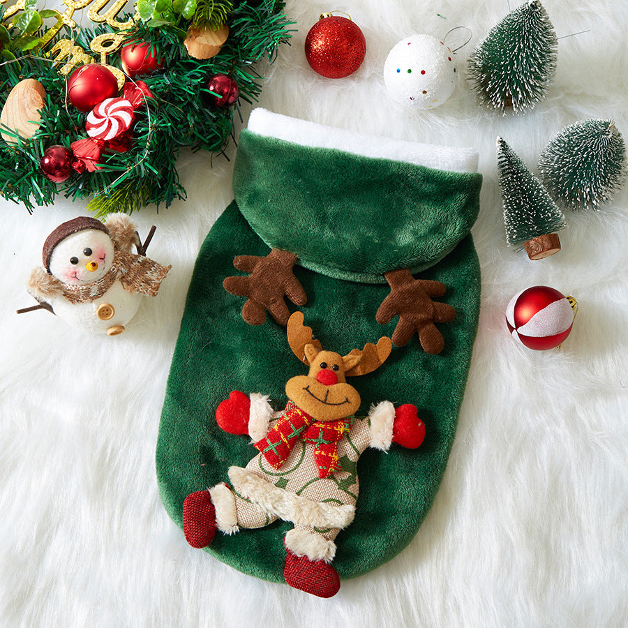 Pet Christmas Costumes Flannel Material Suitable For Small Cats And Dogs