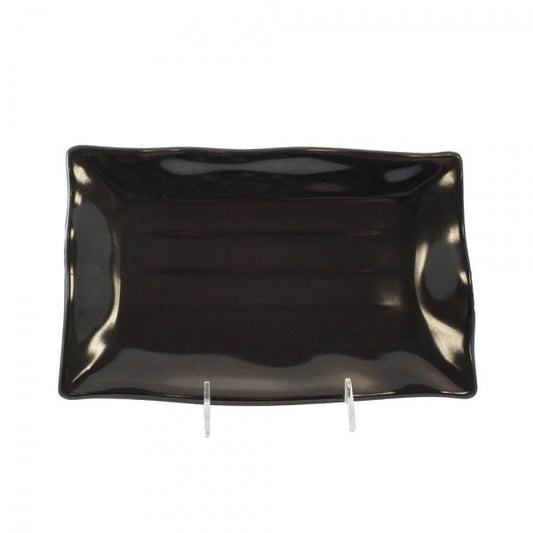 Melamine Wave Rectangular Plate Classic Black- 12/case