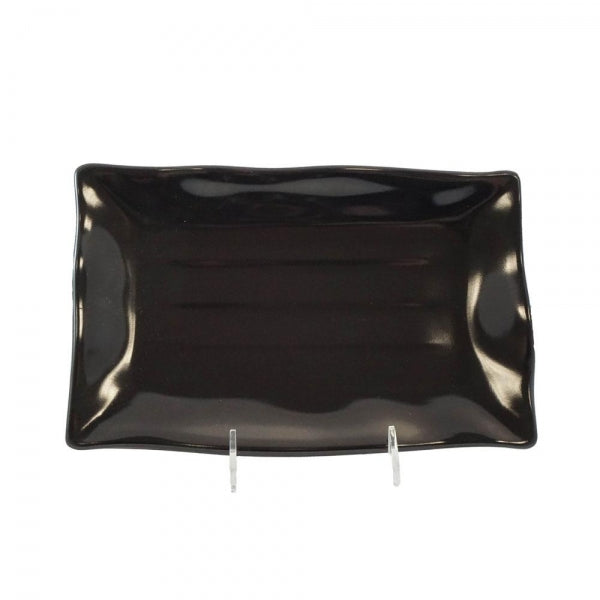 Melamine Wave Rectangular Plate Classic Black- 12/case