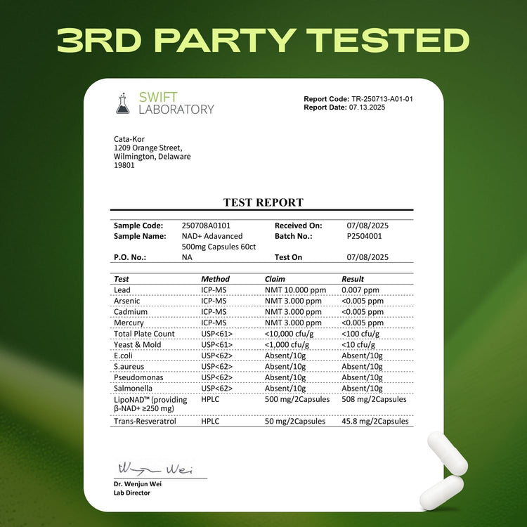 Cata-Kor Liposomal NAD+ with Resveratrol – NMN Alternative | Third-Party Tested