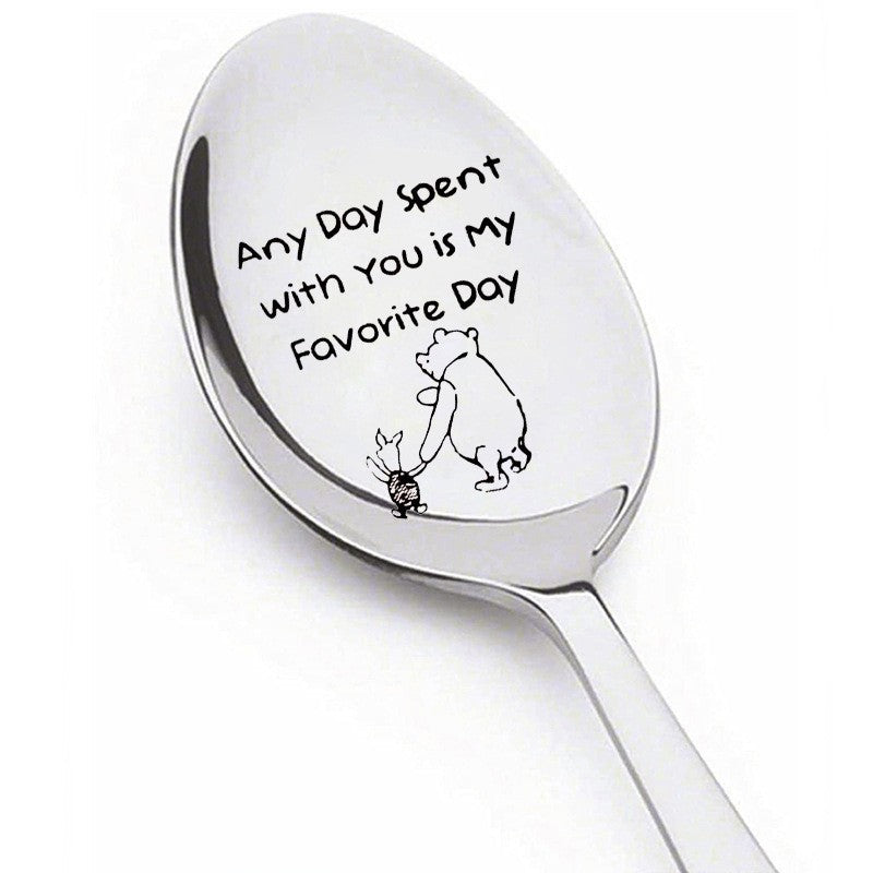 Mother's Day Gift Stainless Steel Lettering Long-handled Spoon